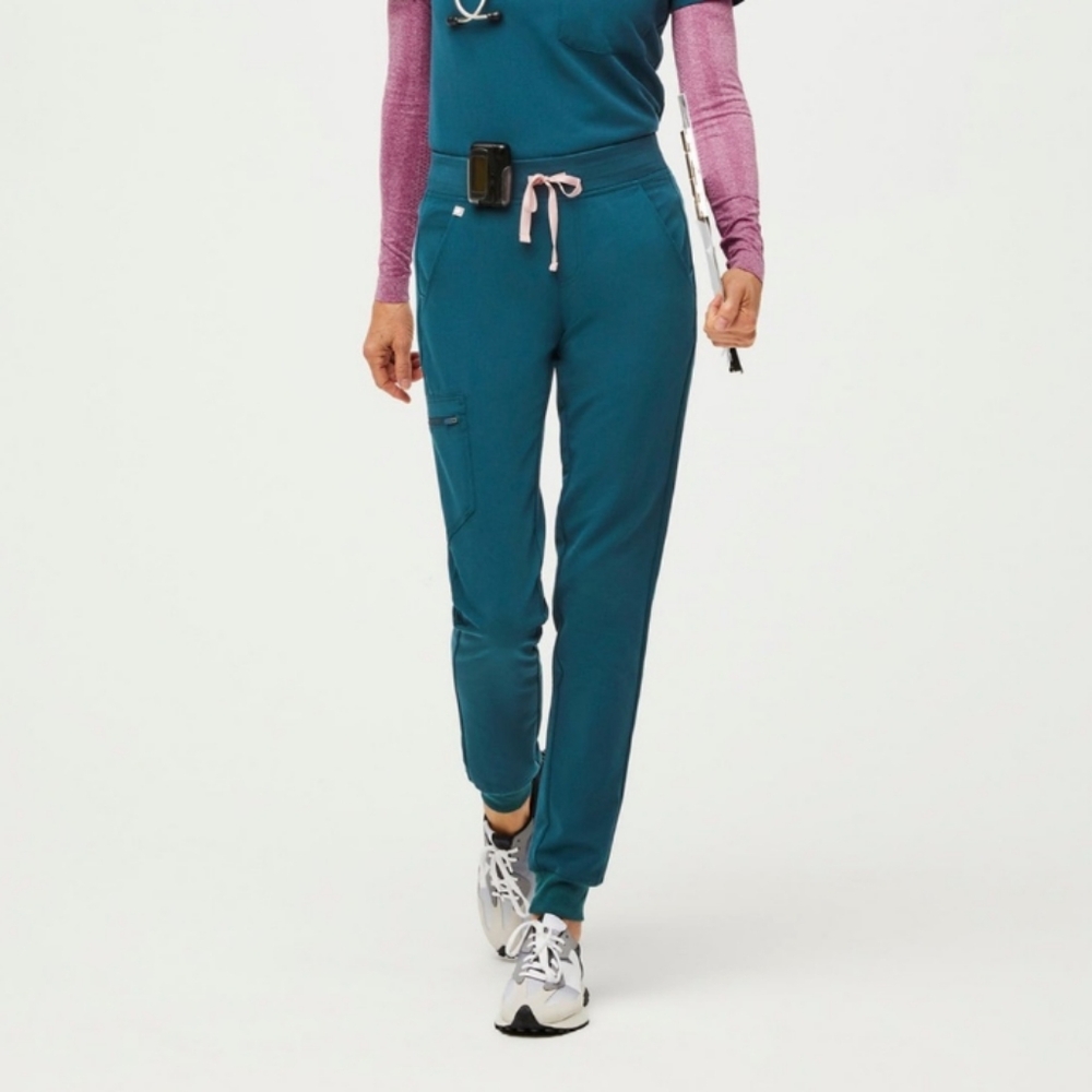 Figs Zamora High Waist Jogger Scrub Pants Limited Edition Carribean Blue Sz XXL